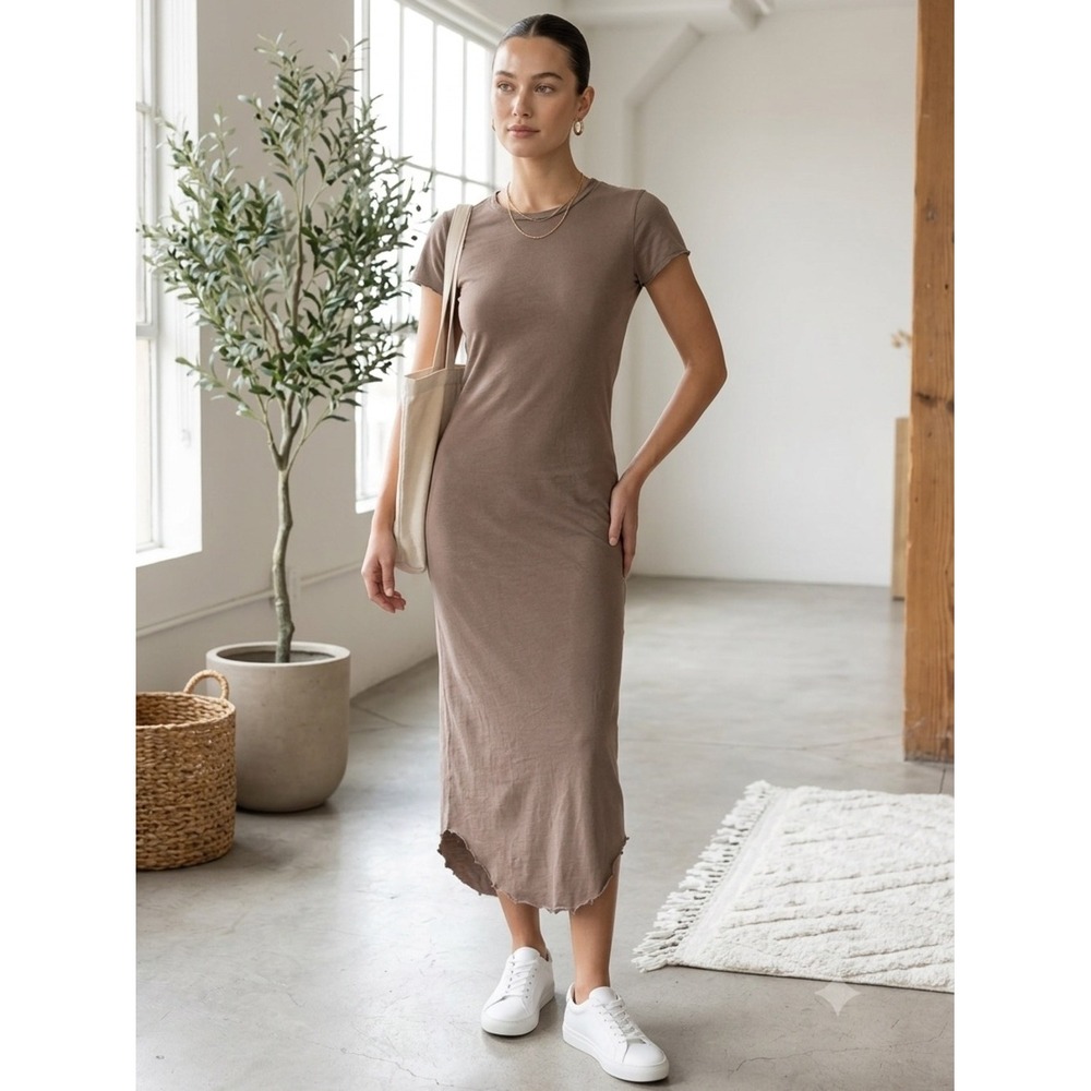 Frank & Eileen Tee Lab Taupe Harper Perfect Tee Maxi Dress Size S Clean Girl